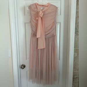 NWOT Avantlook Blush Pink Chiffon Dress with Knot Detail